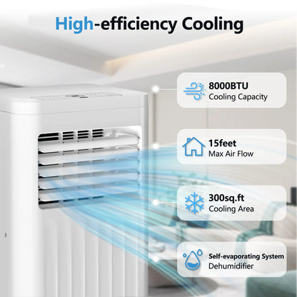Portable Air Conditioners 8000 BTU Ashrae– 3-In-1 AC Unit, Dehumidifier &amp; Fan with 24-Hour Timer/Remote Control for Home/Office/Apartments/Dorm