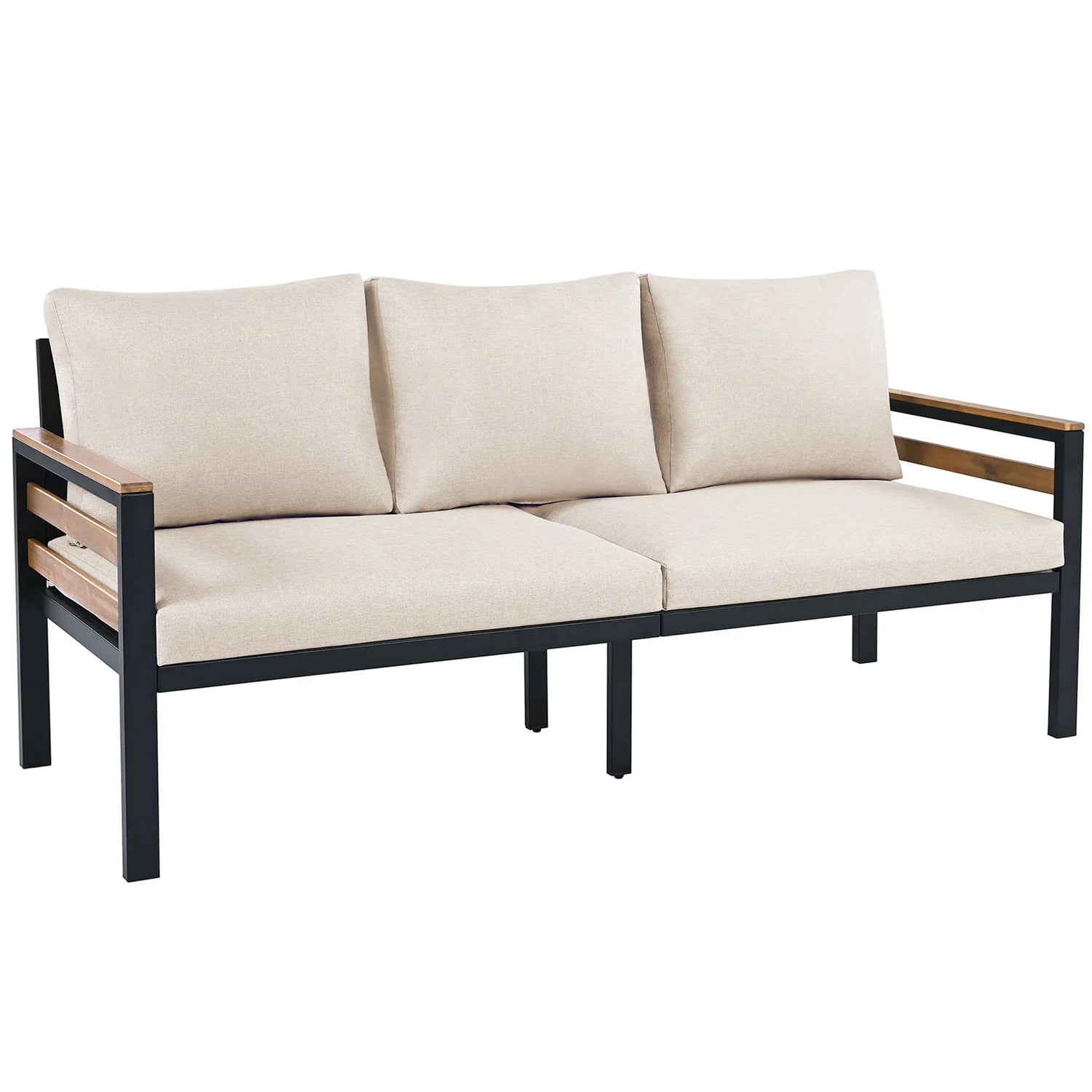 4-Piece Outdoor Furniture Sofa Set for 5 People with Acacia Wood Sangria Beech
