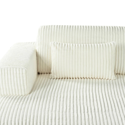 Corduroy Double Sofa Bed with 2 Pillows, Perfect for Living Rooms, Sangria Beech