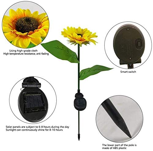 2/4/6 PCS Solar Sunflower Lights LED Waterproof Landscape Outdoor Pink Iolaus