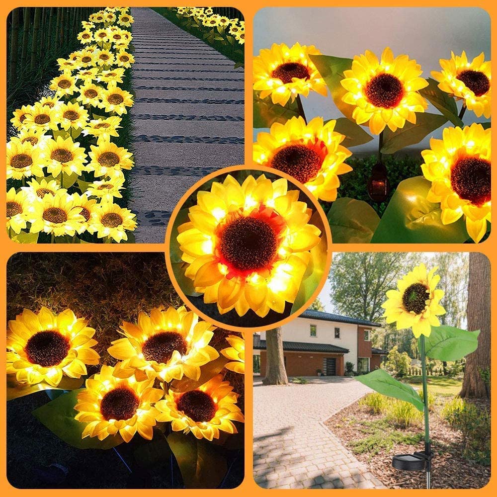 2/4/6 PCS Solar Sunflower Lights LED Waterproof Landscape Outdoor Pink Iolaus