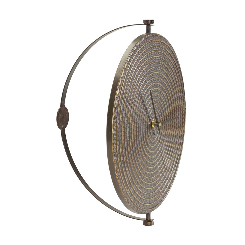 15" Circle Bronze Metal Analog Wall Clock White Diomedes