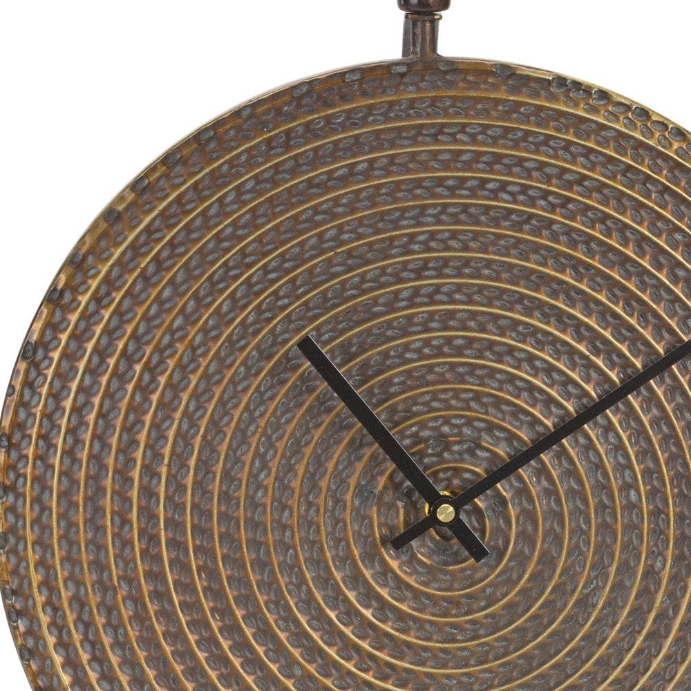 15&quot; Circle Bronze Metal Analog Wall Clock White Diomedes