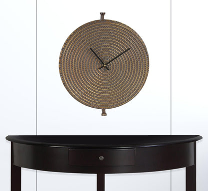 15&quot; Circle Bronze Metal Analog Wall Clock White Diomedes