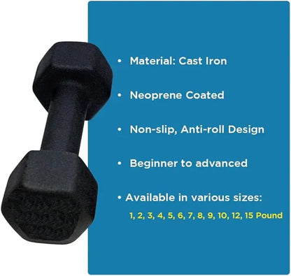 Neoprene Dumbbell, Single Weight for Strength Training, Muscle Toning, Lemon Odysseus