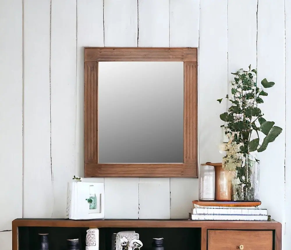 46&quot; Brown Dresser Solid Wood Mirror White Diomedes