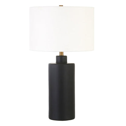25&quot; Black Ceramic Table Lamp With White Drum Shade White Diomedes