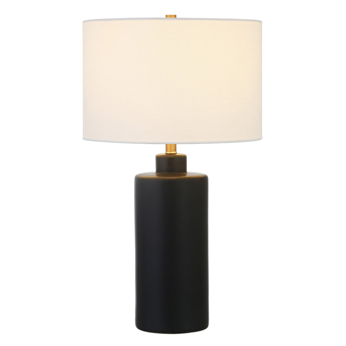 25" Black Ceramic Table Lamp With White Drum Shade White Diomedes