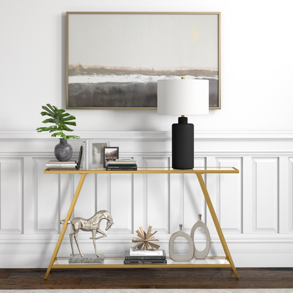 25&quot; Black Ceramic Table Lamp With White Drum Shade White Diomedes