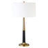 29" Black and Gold Metal Table Lamp With White Drum Shade White Diomedes