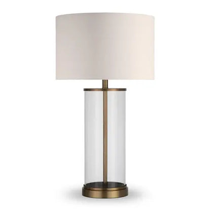 28&quot; Brass Glass Table Lamp With White Drum Shade White Diomedes
