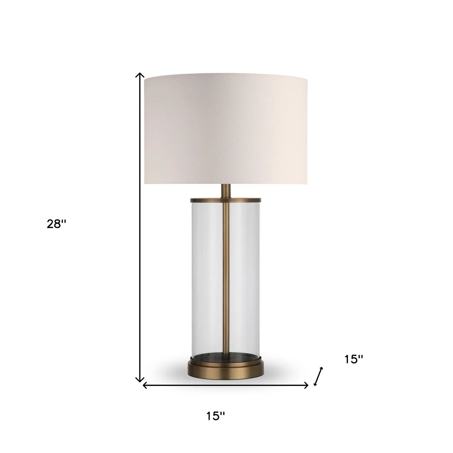 28&quot; Brass Glass Table Lamp With White Drum Shade White Diomedes