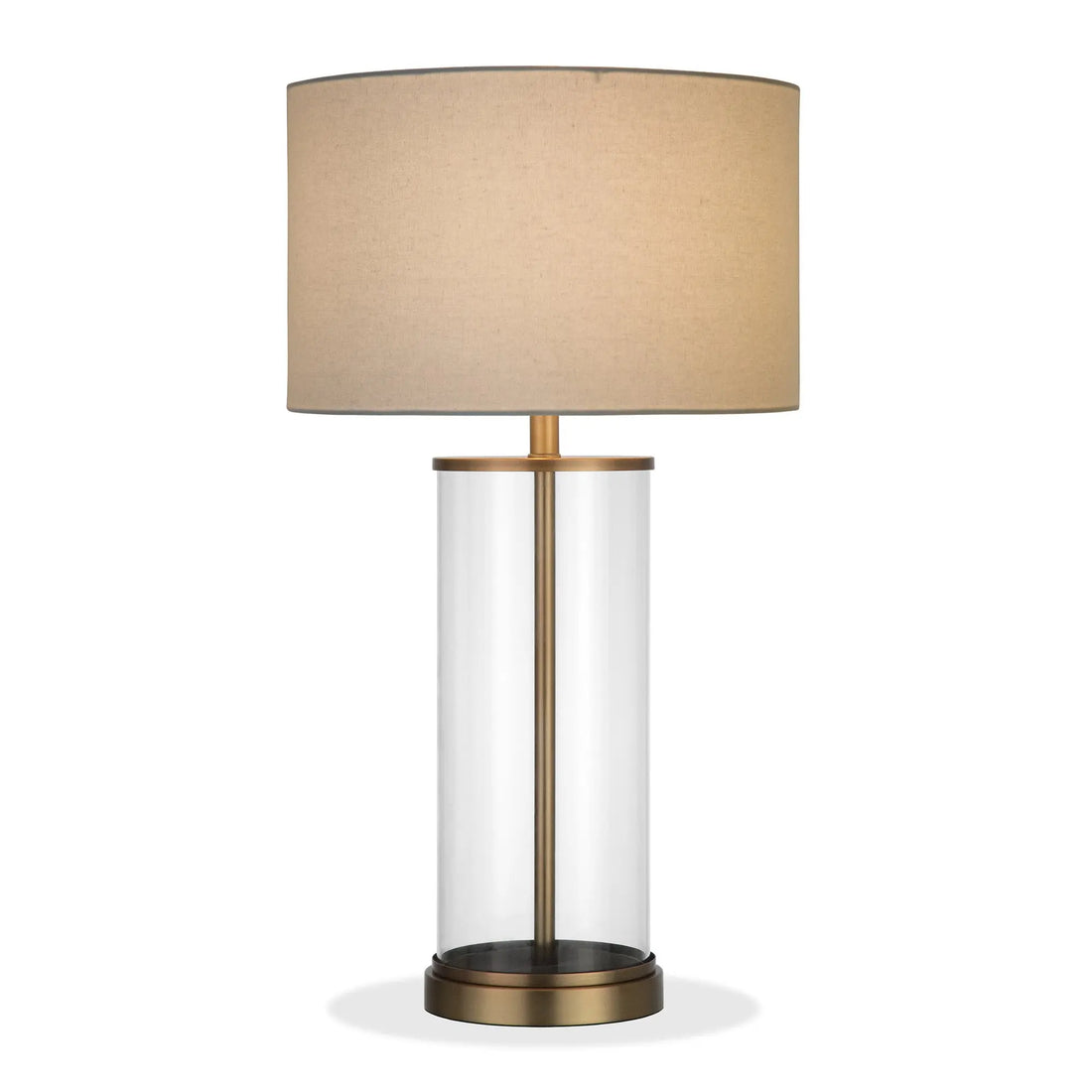 28" Brass Glass Table Lamp With White Drum Shade White Diomedes