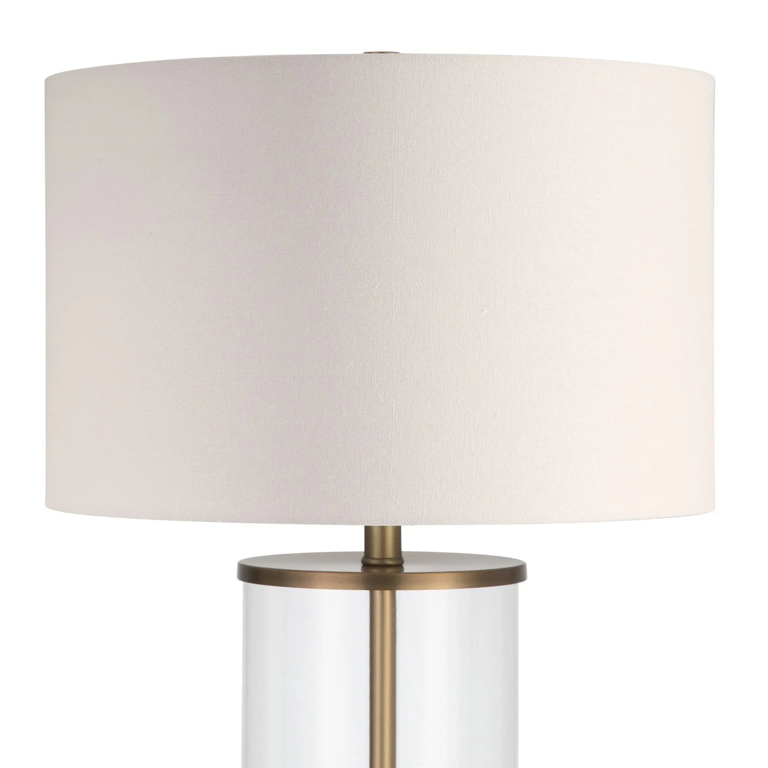 28&quot; Brass Glass Table Lamp With White Drum Shade White Diomedes