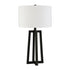 24" Black Metal Table Lamp With White Drum Shade White Diomedes
