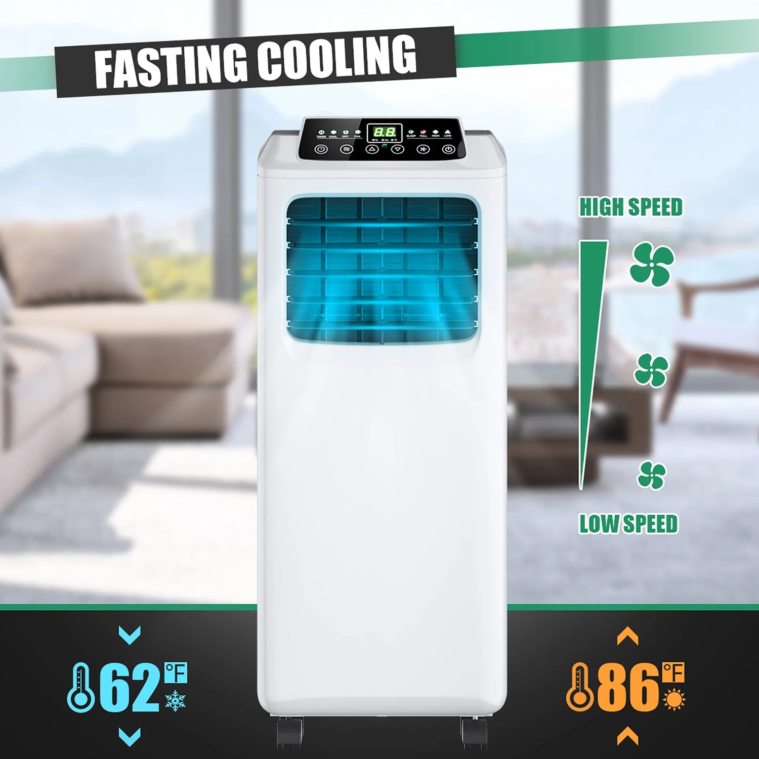 5500 BTU (9000 BTU ASHRAE) 3-In-1 Portable Air Conditioner W/Built-In Dehumidifier and Window Kit