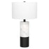 24" Black and White Marble and Metal Cylinder Table Lamp With White White Diomedes