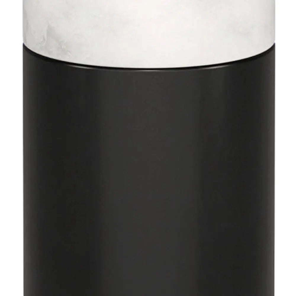 24&quot; Black and White Marble and Metal Cylinder Table Lamp With White White Diomedes