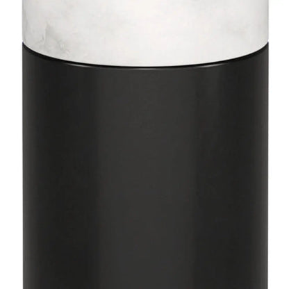 24&quot; Black and White Marble and Metal Cylinder Table Lamp With White White Diomedes