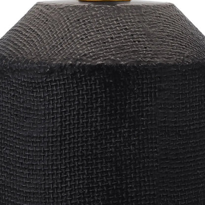 15&quot; Black and Gold Ceramic Cylinder Table Lamp With White Drum Shade White Diomedes