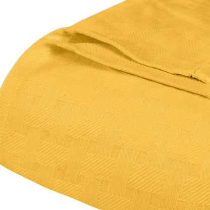 Twin Gold Cotton Basketweave Geometric Blanket White Diomedes