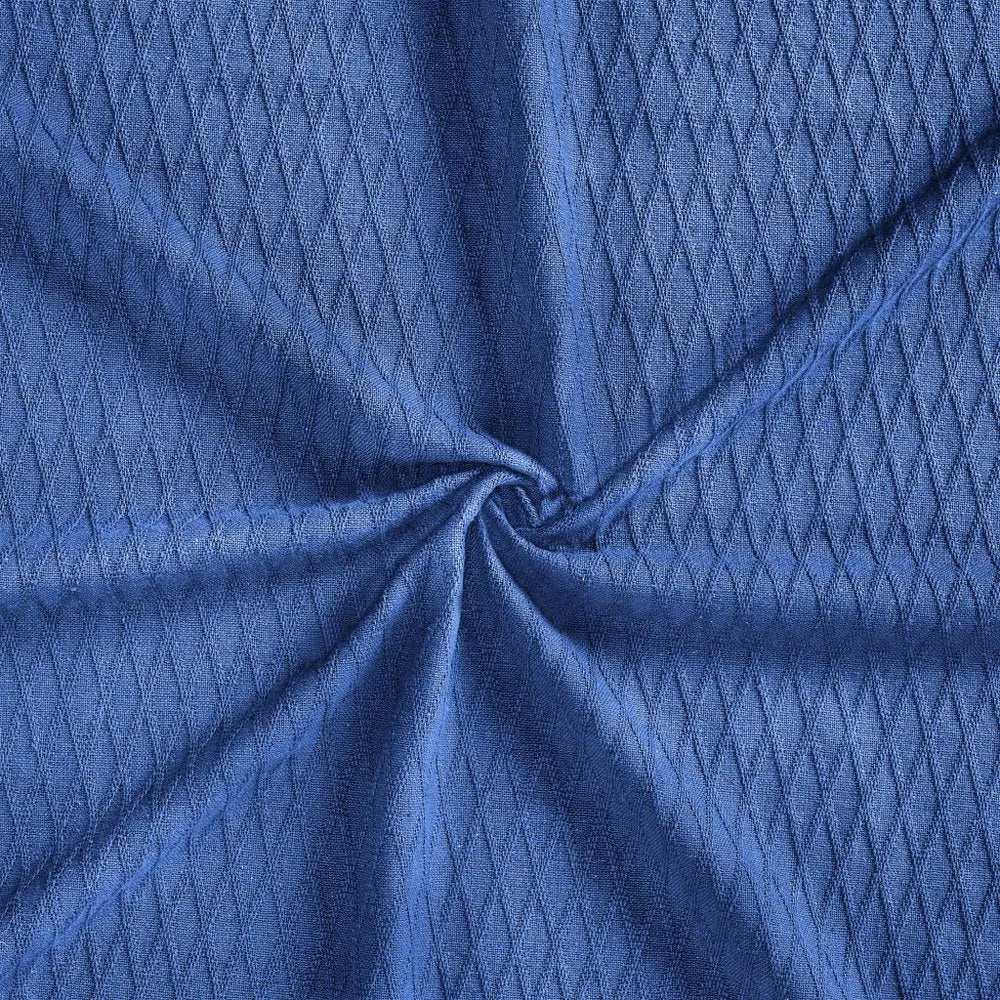Twin Blue Cotton Woven Geometric Blanket White Diomedes