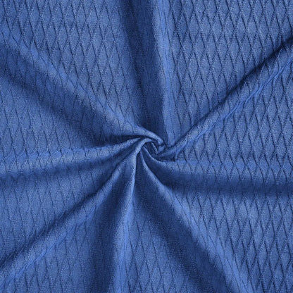 Twin Blue Cotton Woven Geometric Blanket White Diomedes