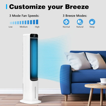 40&quot; Evaporative Air Cooler Portable Tower Cooling Fan  Oscillating Swamp Cooler, White