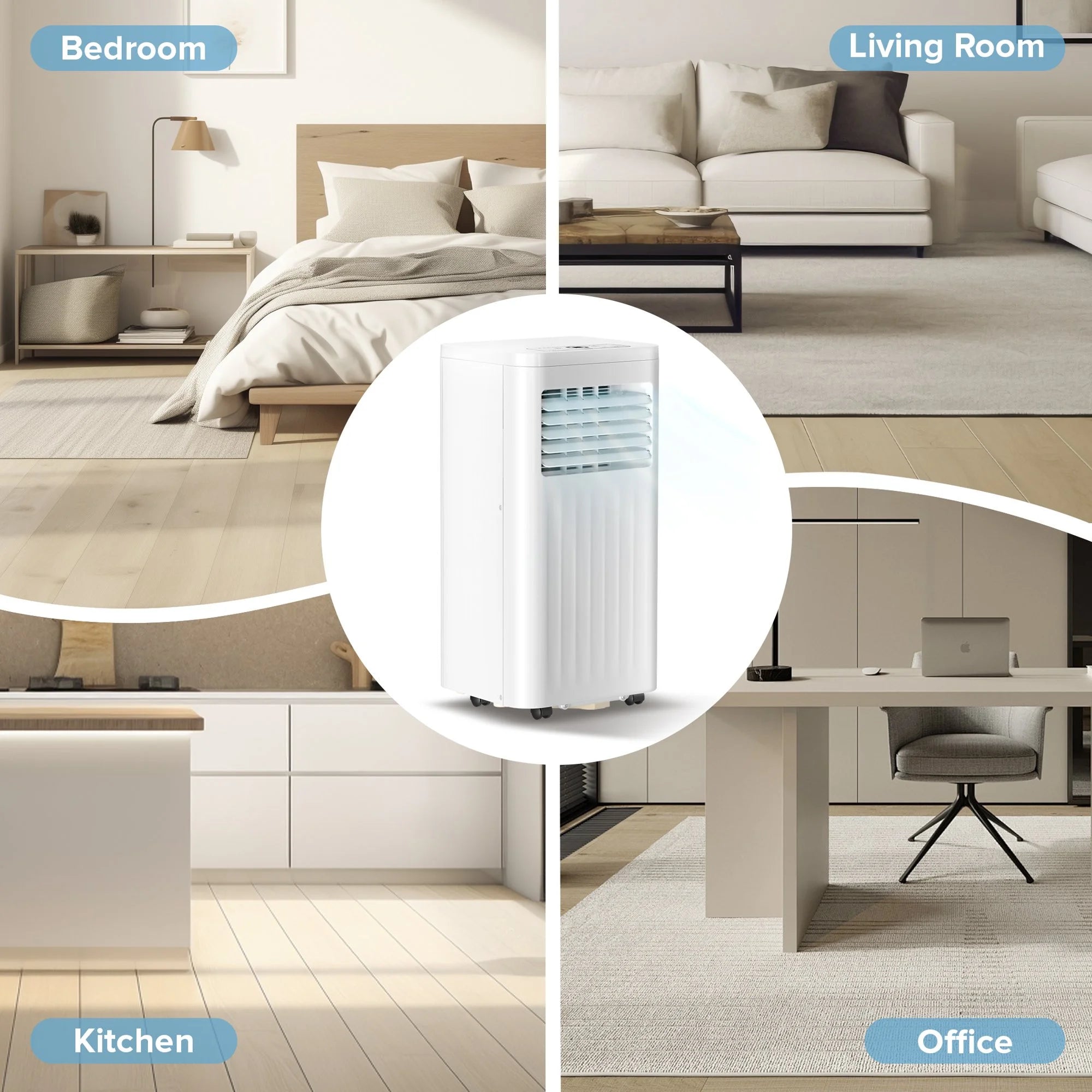 Portable Air Conditioner 8000 BTU Ashrae, 3-In-1 Portable AC, Dehumidifier &amp; Fan with 24-Hour Timer/Remote Control/Windows Kit (White)