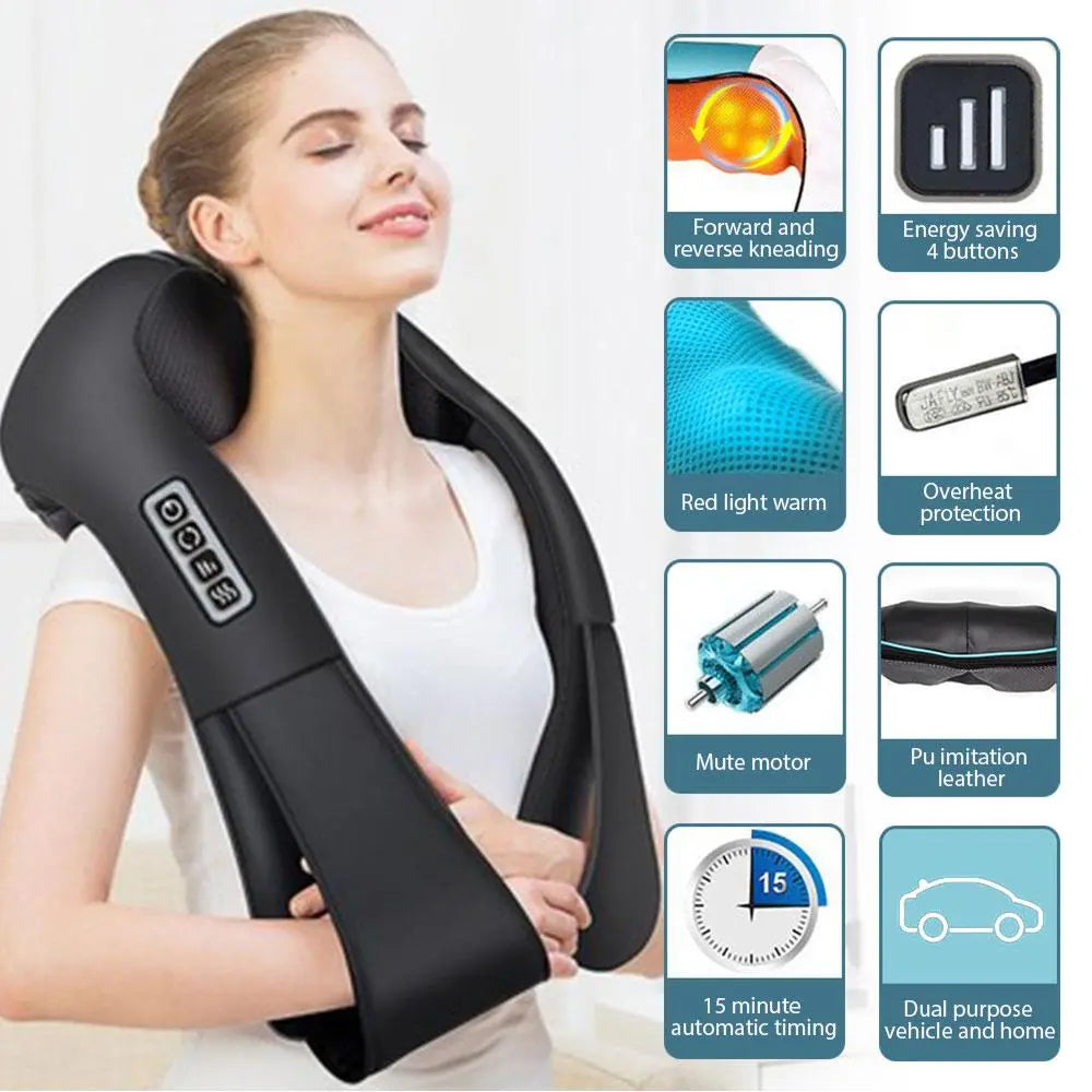 Multifunctional Electric Shiatsu Neck Back Massager with Soothing Heat Pink Iolaus