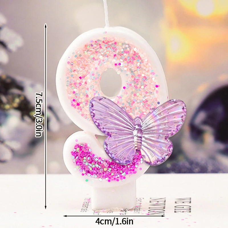 3D Number Cake Decorating Candle Pink Glitter Birthday Candles Digital Candle Cake Topper Birthday Party Anniversary Cake Decor