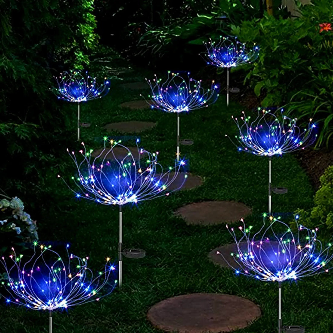 120LED  Solar Firework Lights Garden Christmas Decorations Pink Iolaus