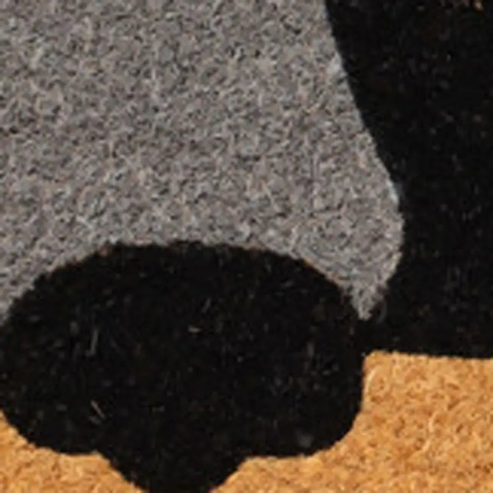 18&quot; X 30&quot; Beige and Black Coir Animal Print Outdoor Door Mat White Diomedes