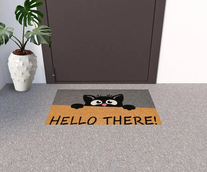 18&quot; X 30&quot; Beige and Black Coir Animal Print Outdoor Door Mat White Diomedes