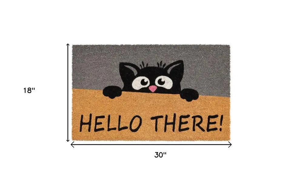 18&quot; X 30&quot; Beige and Black Coir Animal Print Outdoor Door Mat White Diomedes
