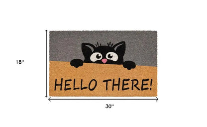 18&quot; X 30&quot; Beige and Black Coir Animal Print Outdoor Door Mat White Diomedes