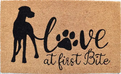 18&quot; X 30&quot; Beige and Black Coir Dog Outdoor Door Mat White Diomedes