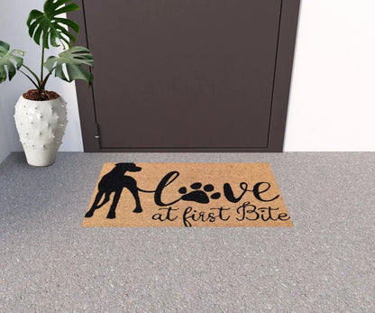 18&quot; X 30&quot; Beige and Black Coir Dog Outdoor Door Mat White Diomedes
