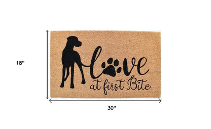 18&quot; X 30&quot; Beige and Black Coir Dog Outdoor Door Mat White Diomedes