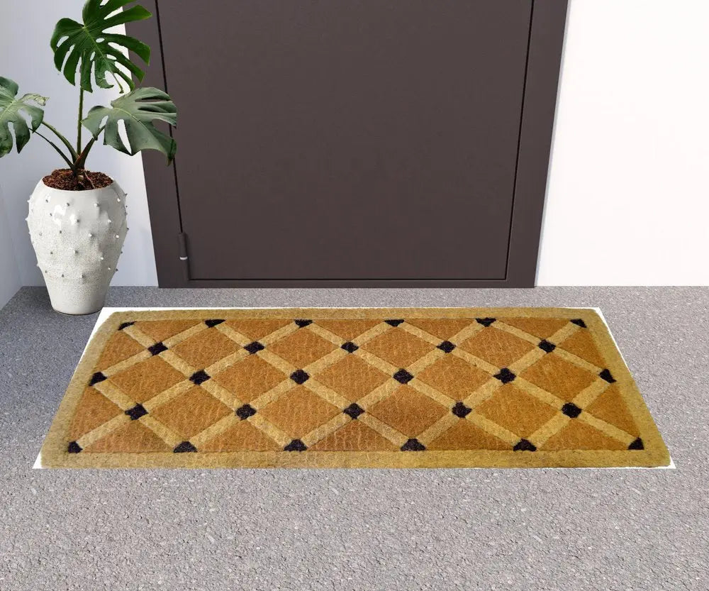 24&quot; X 48&quot; Brown Coir Outdoor Door Mat White Diomedes