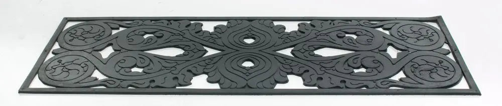 10&quot; X 30&quot; Black Rubber Outdoor Door Mat White Diomedes