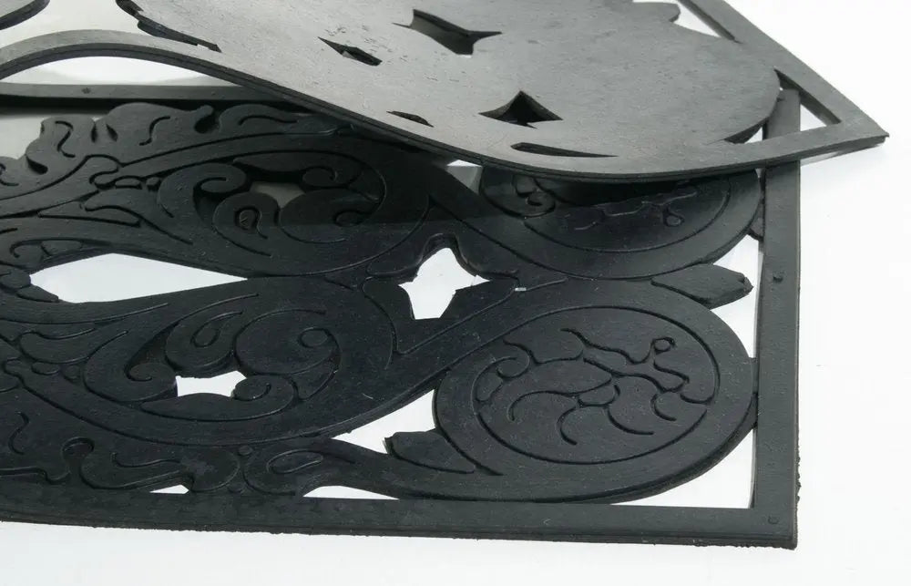 10&quot; X 30&quot; Black Rubber Outdoor Door Mat White Diomedes