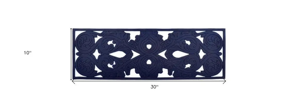 10&quot; X 30&quot; Black Rubber Outdoor Door Mat White Diomedes
