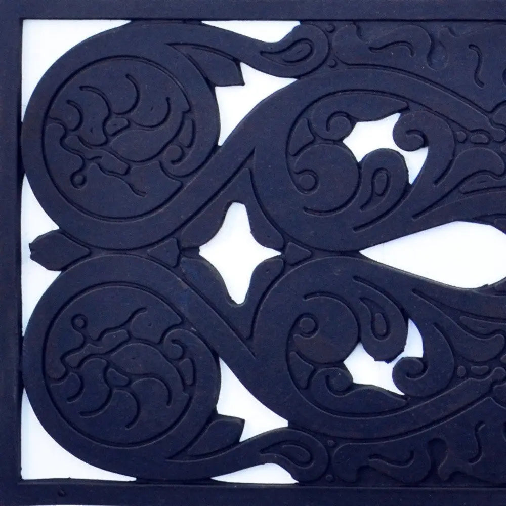 10&quot; X 30&quot; Black Rubber Outdoor Door Mat White Diomedes