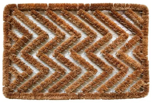 16&quot; X 24&quot; Brown Coir Zig Zag Outdoor Door Mat White Diomedes