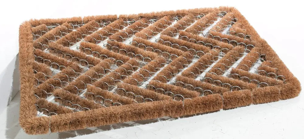 16&quot; X 24&quot; Brown Coir Zig Zag Outdoor Door Mat White Diomedes