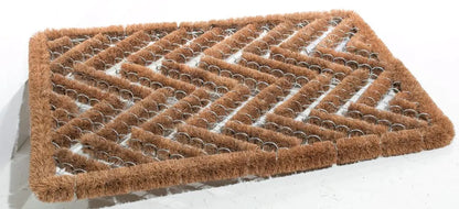 16&quot; X 24&quot; Brown Coir Zig Zag Outdoor Door Mat White Diomedes