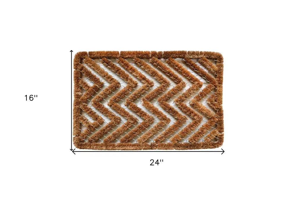 16&quot; X 24&quot; Brown Coir Zig Zag Outdoor Door Mat White Diomedes
