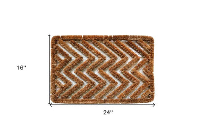 16&quot; X 24&quot; Brown Coir Zig Zag Outdoor Door Mat White Diomedes