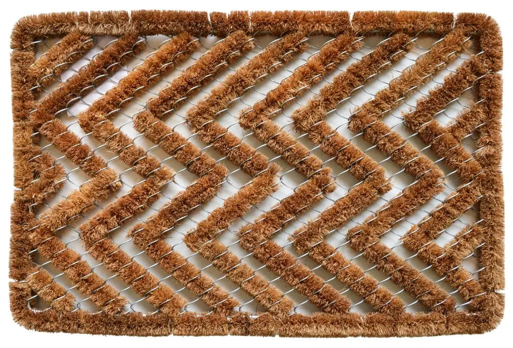 16&quot; X 24&quot; Brown Coir Zig Zag Outdoor Door Mat White Diomedes